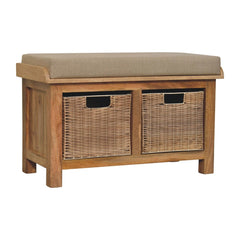 Artisan Rattan Basket Linen Bench - Artisan Furniture