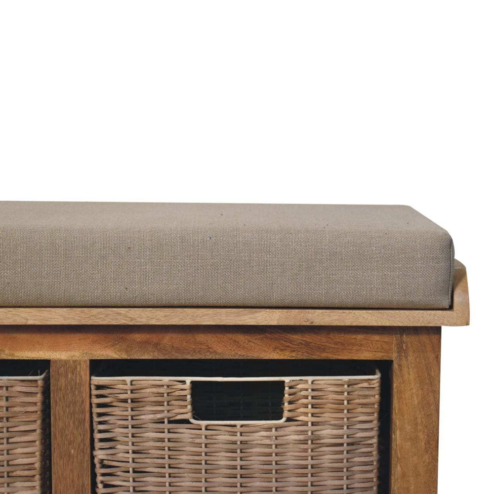 Artisan Rattan Basket Linen Bench - Artisan Furniture - Flyclothing LLC