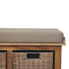Artisan Rattan Basket Linen Bench - Artisan Furniture