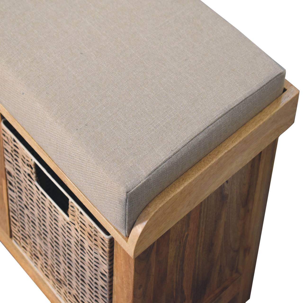 Artisan Rattan Basket Linen Bench - Artisan Furniture - Flyclothing LLC