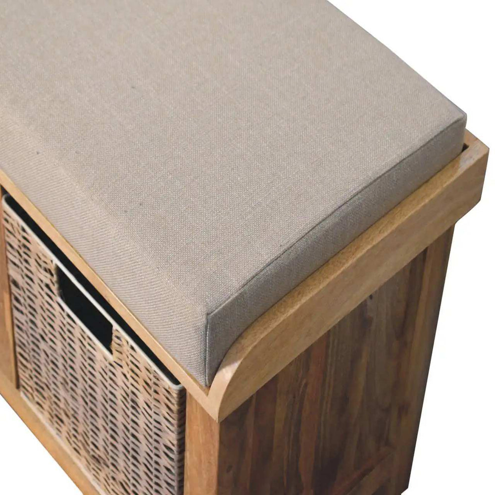 Artisan Rattan Basket Linen Bench - Artisan Furniture - Flyclothing LLC