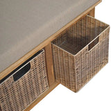 Artisan Rattan Basket Linen Bench - Artisan Furniture - Flyclothing LLC