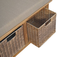 Artisan Rattan Basket Linen Bench - Artisan Furniture