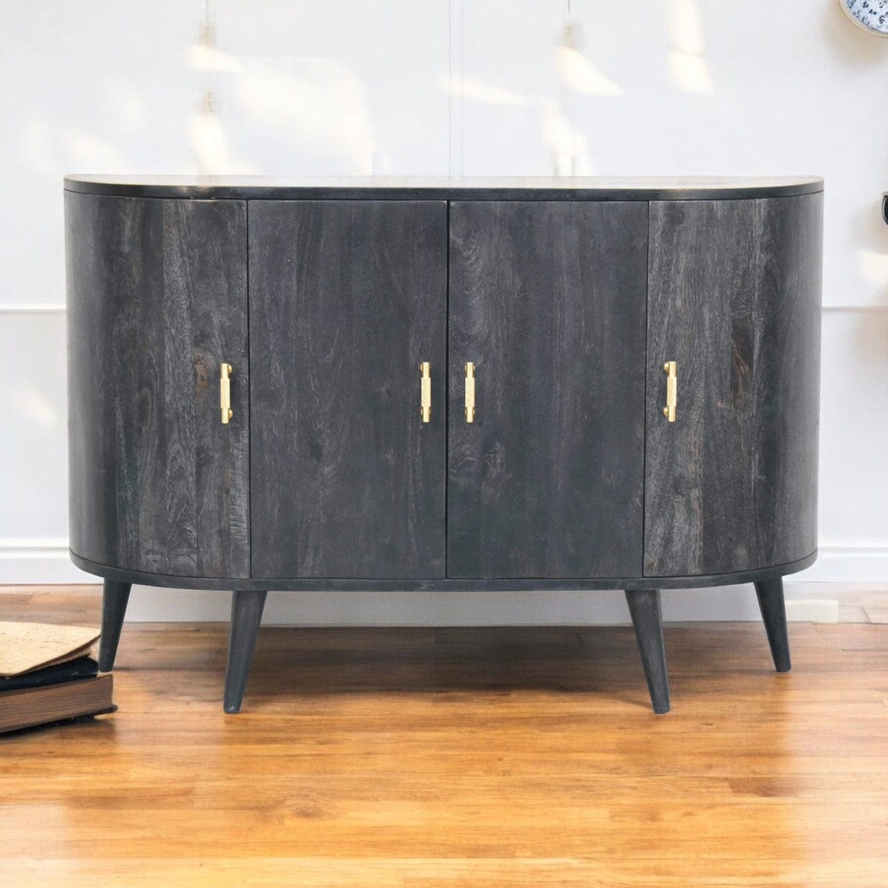 Artisan Ash Black T-Bar Quad Cabinet - Artisan Furniture