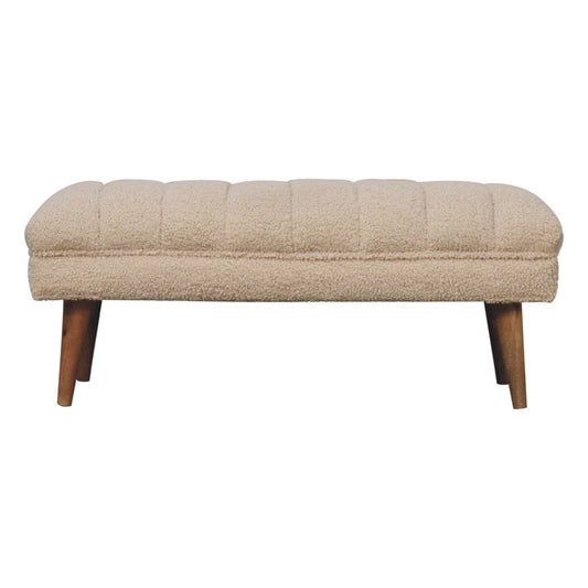 Artisan Cream Boucle Puffer Bench - Artisan Furniture