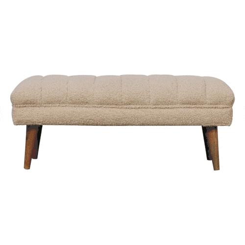 Artisan Cream Boucle Puffer Bench - Artisan Furniture