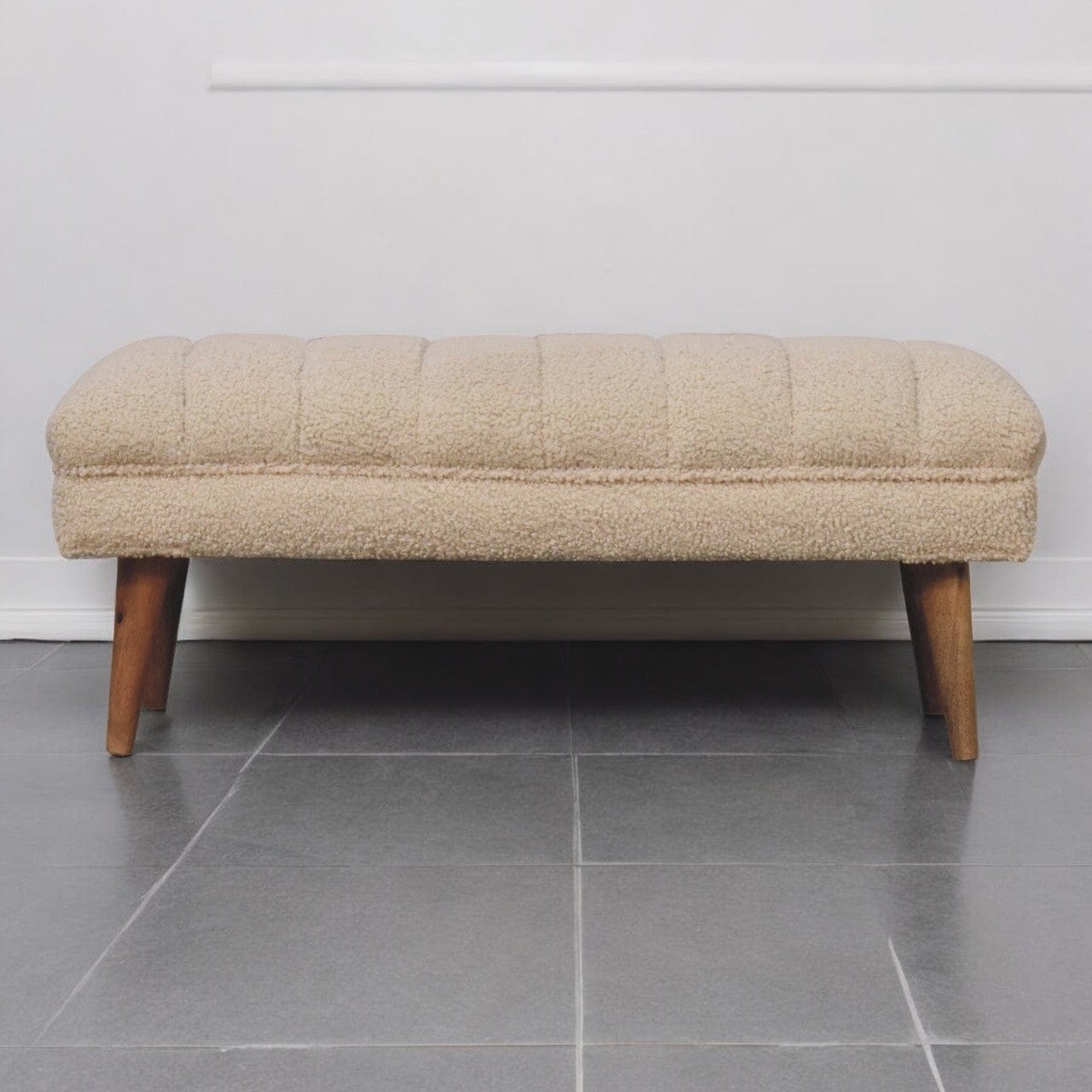 Artisan Cream Boucle Puffer Bench - Artisan Furniture