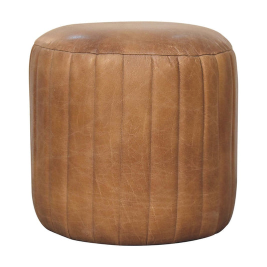 Artisan Buffalo Leather Boucle Footstool - Artisan Furniture
