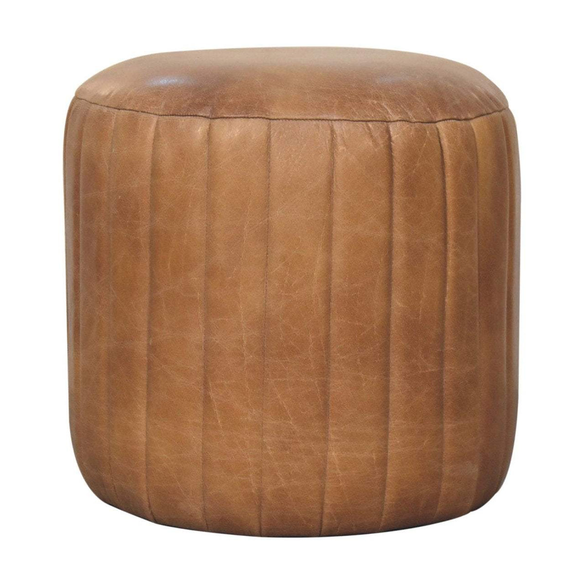 Artisan Buffalo Leather Boucle Footstool - Artisan Furniture - Flyclothing LLC