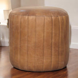 Artisan Buffalo Leather Boucle Footstool - Artisan Furniture - Flyclothing LLC