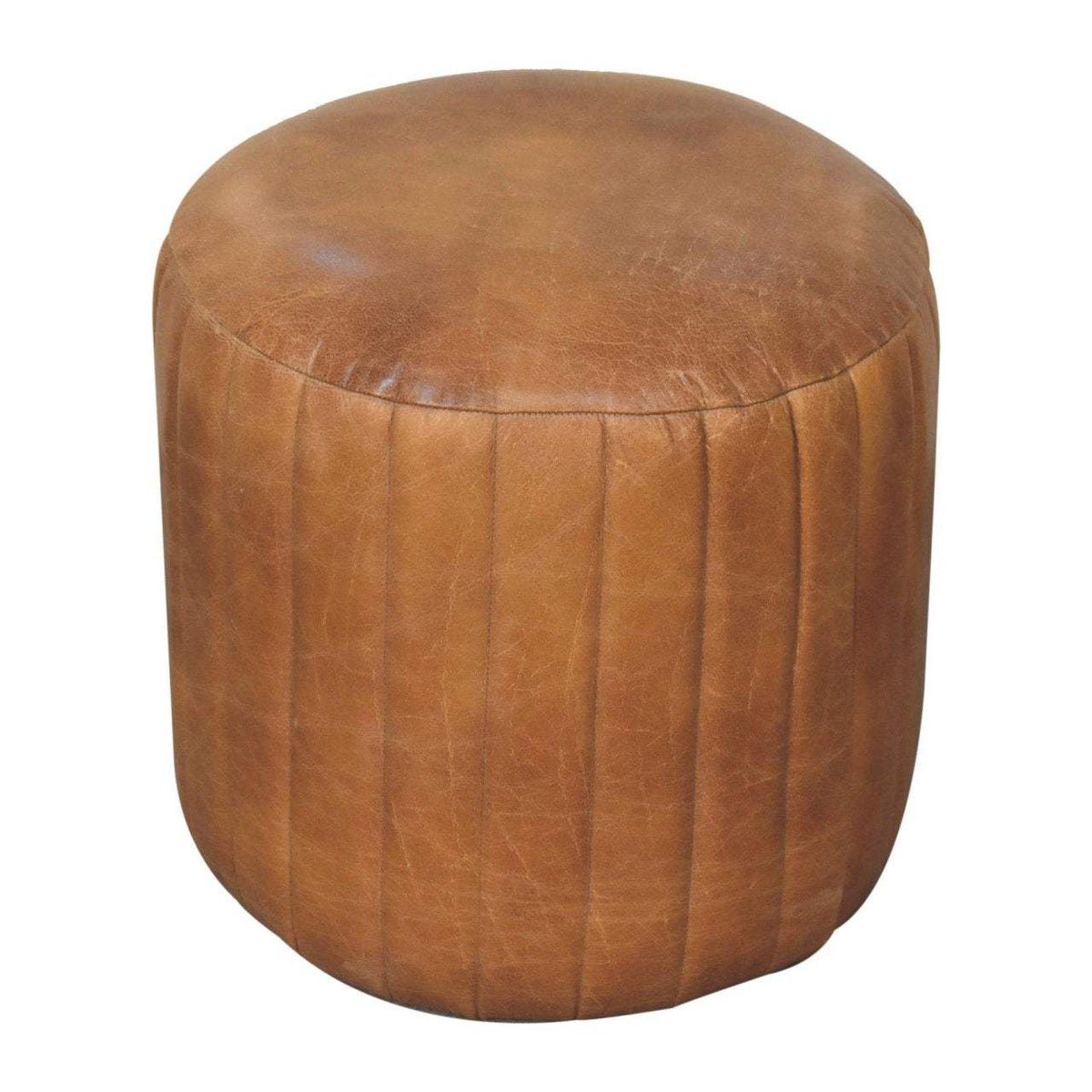 Artisan Buffalo Leather Boucle Footstool - Artisan Furniture - Flyclothing LLC