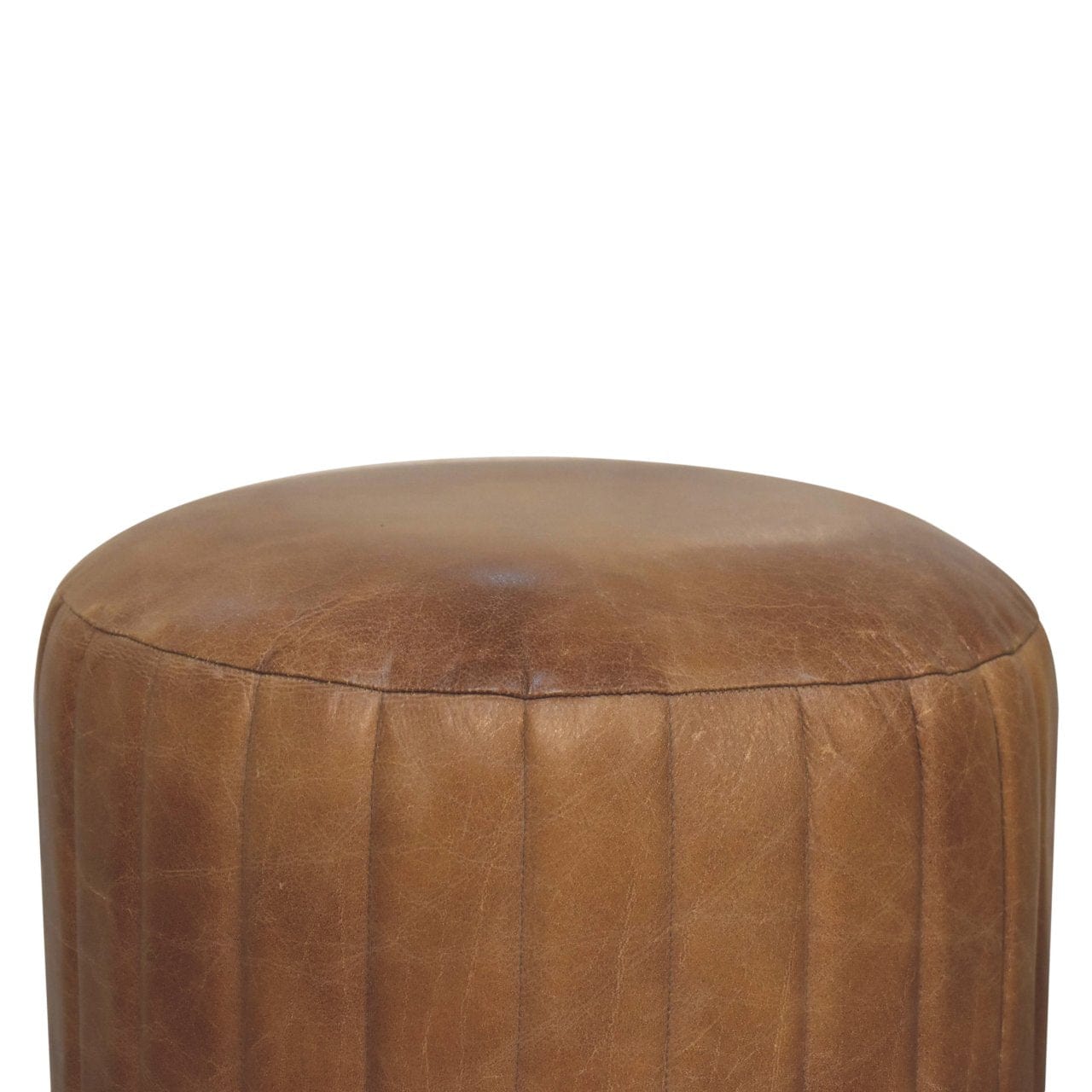 Artisan Buffalo Leather Boucle Footstool - Artisan Furniture