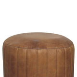 Artisan Buffalo Leather Boucle Footstool - Artisan Furniture - Flyclothing LLC
