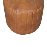 Artisan Buffalo Leather Boucle Footstool - Artisan Furniture - Flyclothing LLC