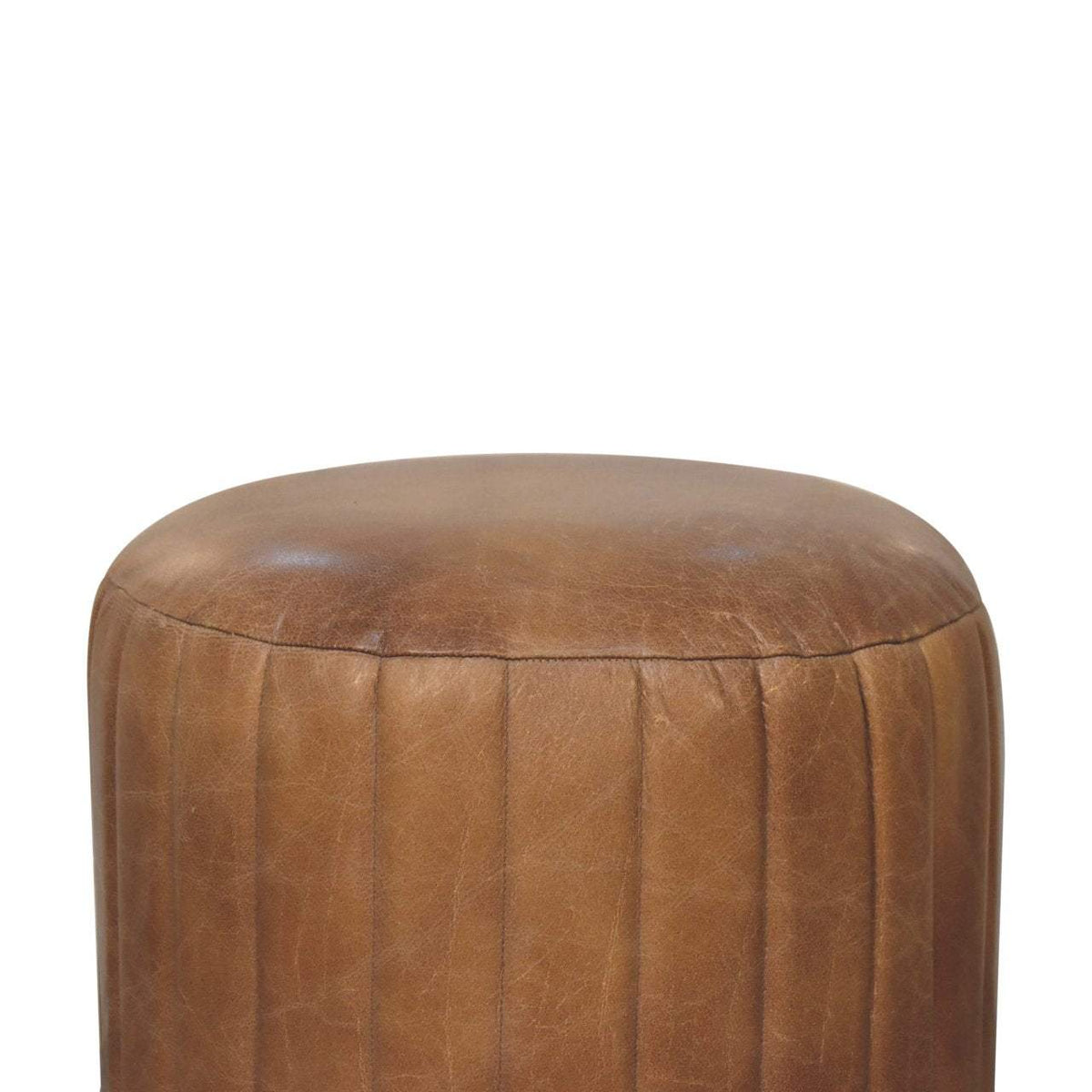 Artisan Buffalo Leather Boucle Footstool - Artisan Furniture - Flyclothing LLC