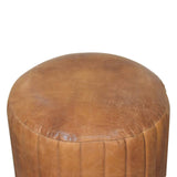 Artisan Buffalo Leather Boucle Footstool - Artisan Furniture - Flyclothing LLC