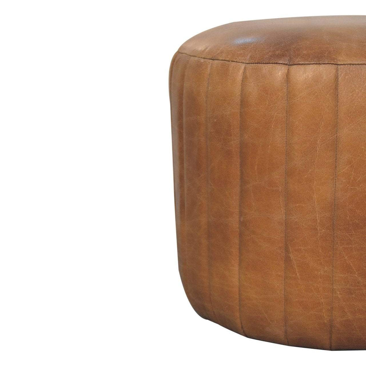 Artisan Buffalo Leather Boucle Footstool - Artisan Furniture - Flyclothing LLC