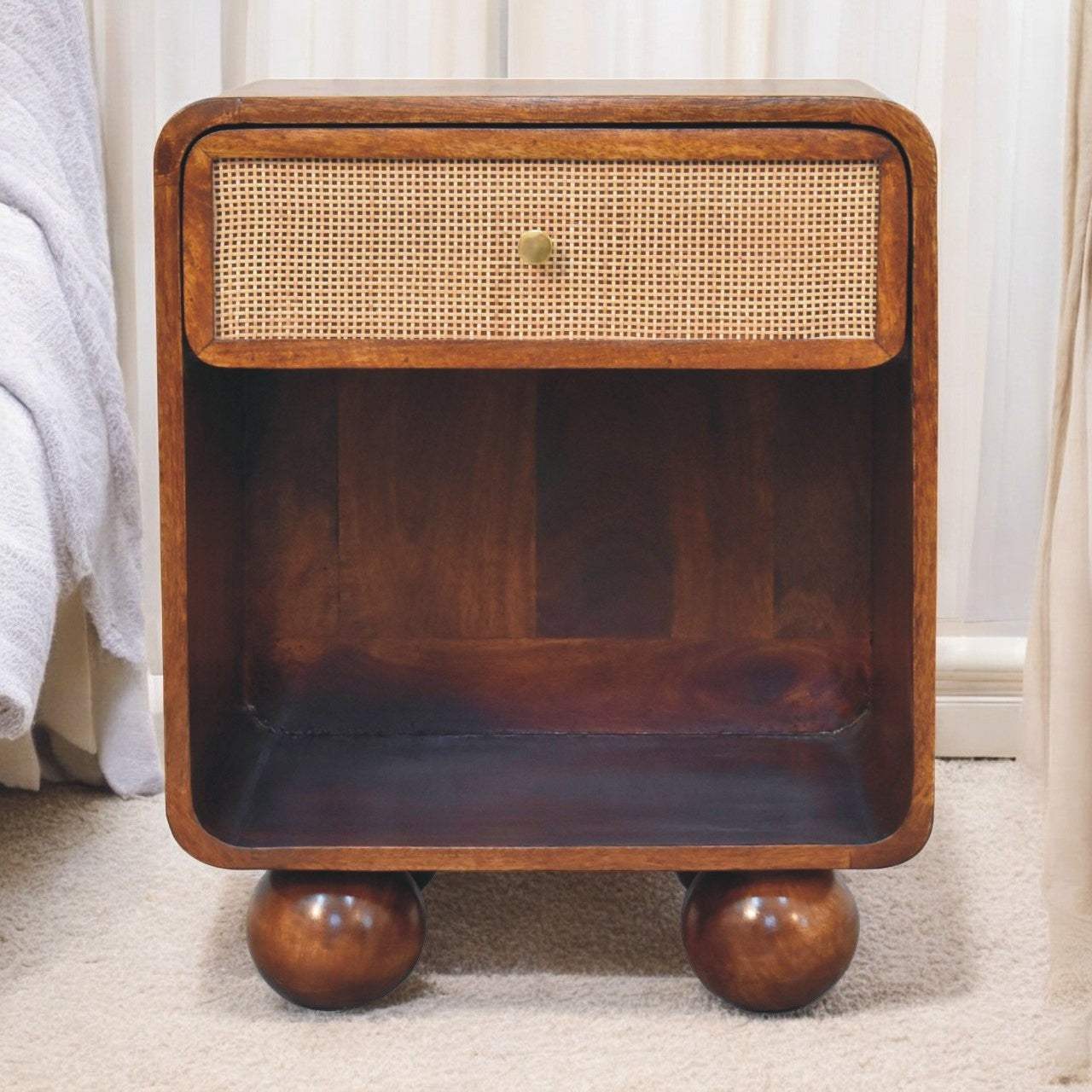 Artisan Chestnut Open Woven Bedside - Artisan Furniture - Flyclothing LLC