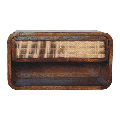 Artisan Chestnut Wall Mounted Open Woven Bedside - Artisan Furniture