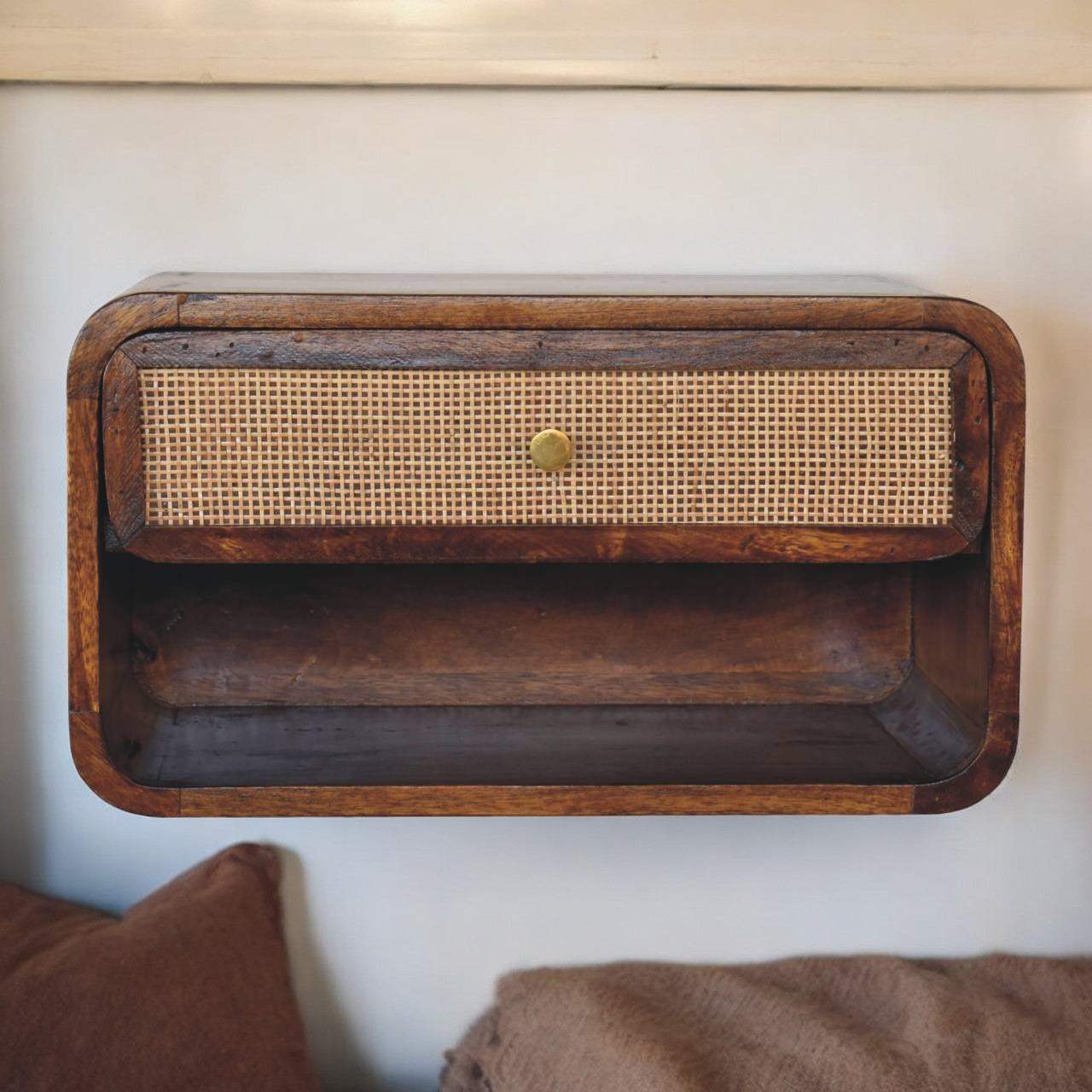 Artisan Chestnut Wall Mounted Open Woven Bedside - Artisan Furniture - Flyclothing LLC