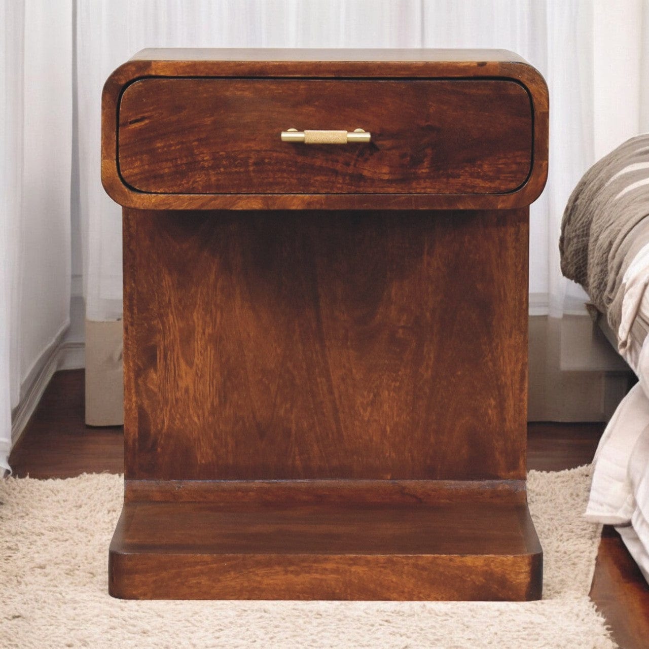 Artisan Chestnut T-Bar Rounded Bedside - Artisan Furniture