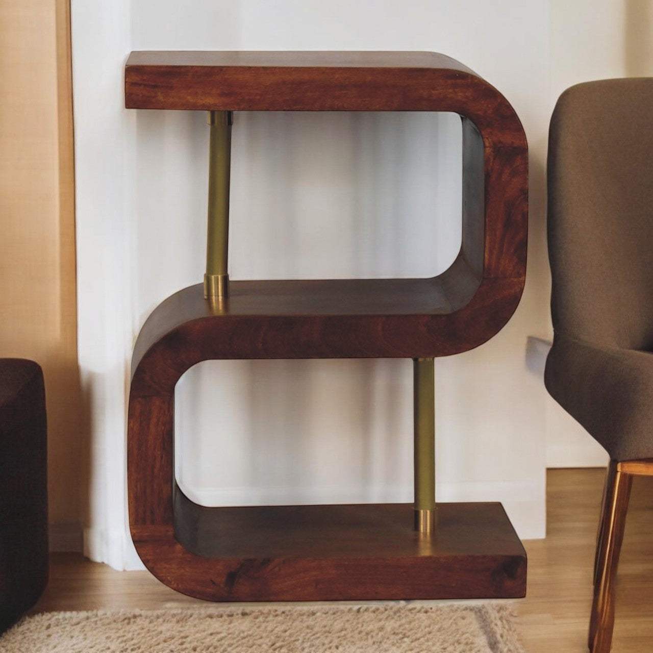 Artisan S-curve Brass Bedside - Artisan Furniture - Flyclothing LLC