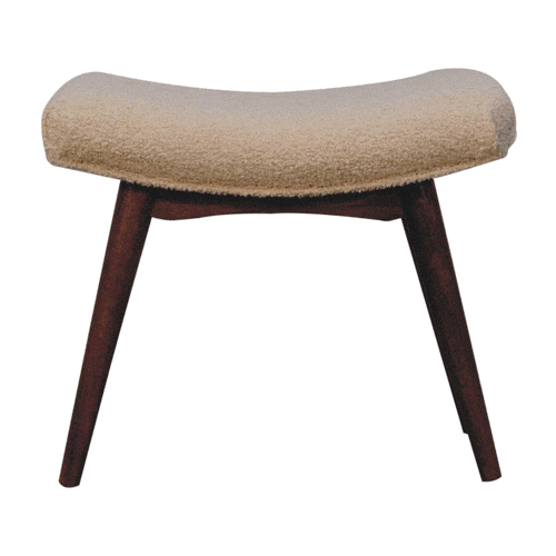 Artisan Furniture Honey Caramel Boucle Cream Curved Bench - Artisan Furniture - Flyclothing LLC