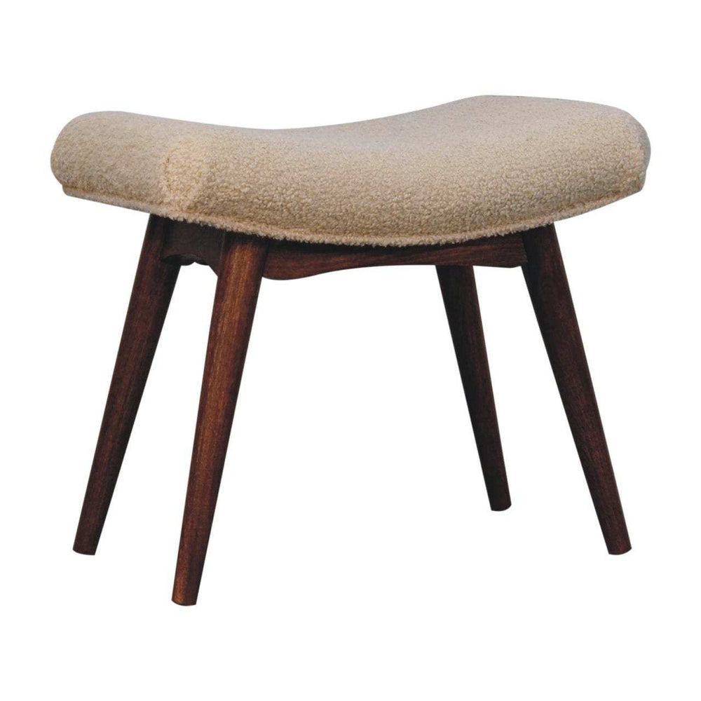 Artisan Furniture Honey Caramel Boucle Cream Curved Bench - Artisan Furniture - Flyclothing LLC