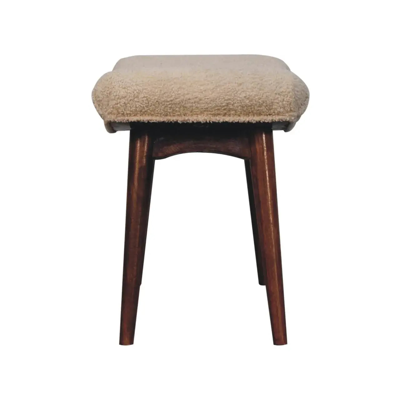 Artisan Furniture Honey Caramel Boucle Cream Curved Bench - Artisan Furniture - Flyclothing LLC