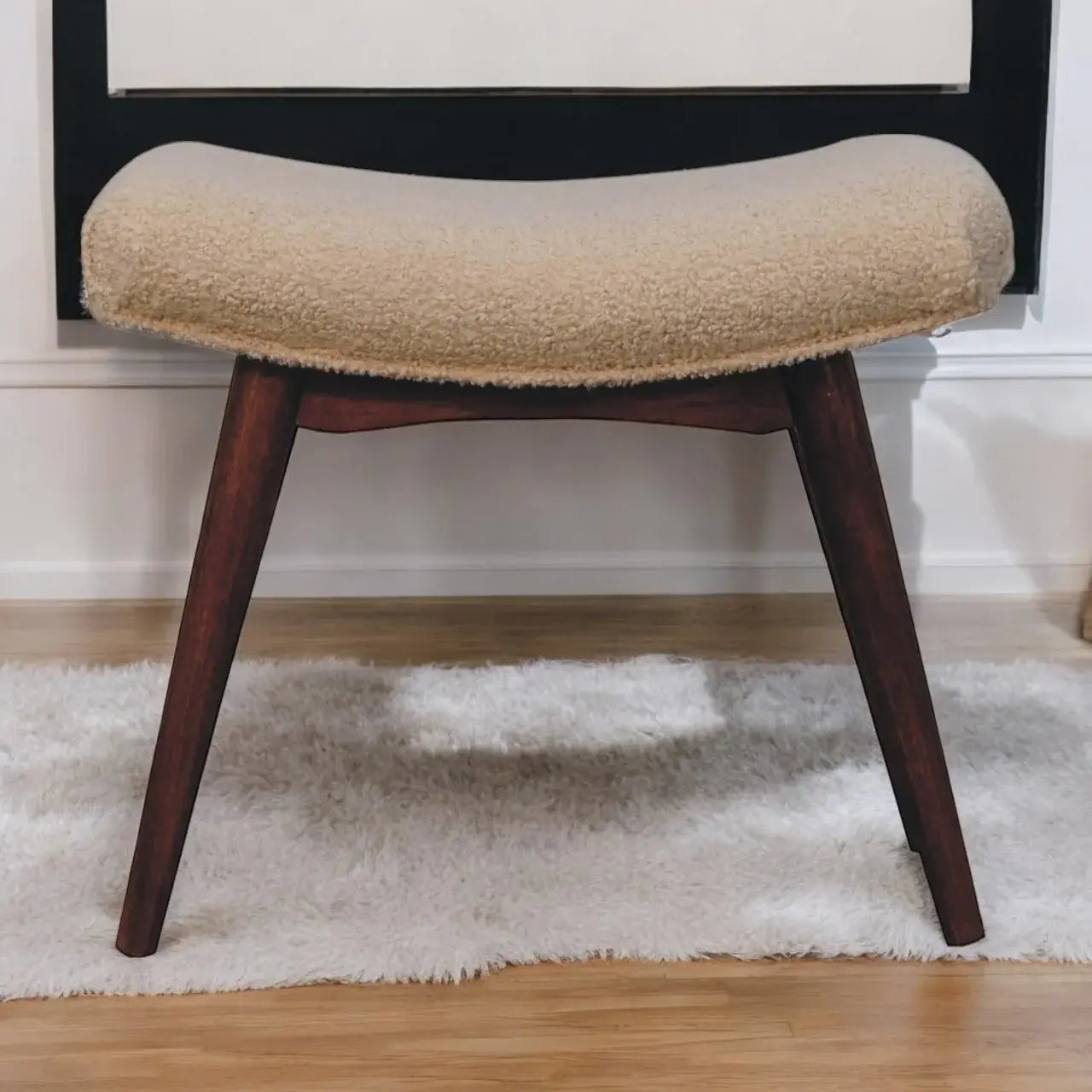 Artisan Furniture Honey Caramel Boucle Cream Curved Bench - Artisan Furniture - Flyclothing LLC