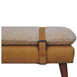 Artisan Furniture Boucle x Tan Leather Bench - Artisan Furniture - Flyclothing LLC