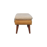 Artisan Furniture Boucle x Tan Leather Bench - Artisan Furniture - Flyclothing LLC