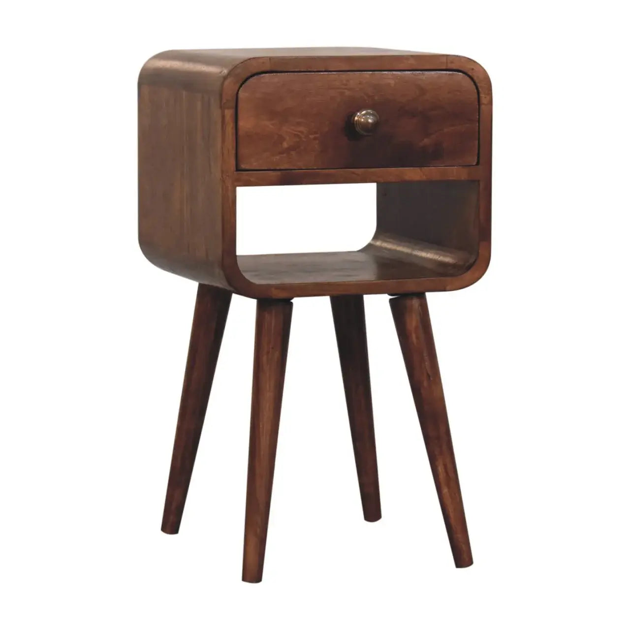 Artisan Furniture Mini Honey Caramel Curved Bedside with Lower Slot - Artisan Furniture - Flyclothing LLC