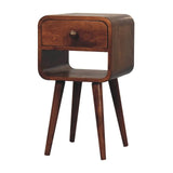 Artisan Furniture Mini Honey Caramel Curved Bedside with Lower Slot - Artisan Furniture - Flyclothing LLC
