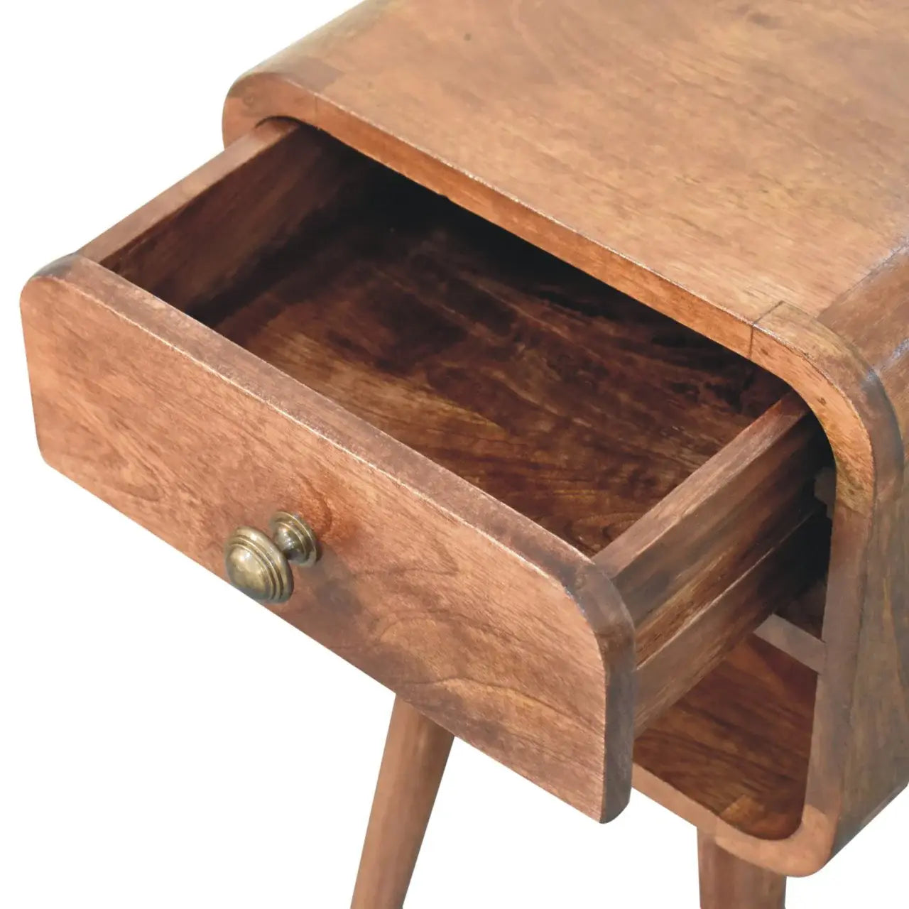 Artisan Furniture Mini Honey Caramel Curved Bedside with Lower Slot - Artisan Furniture - Flyclothing LLC