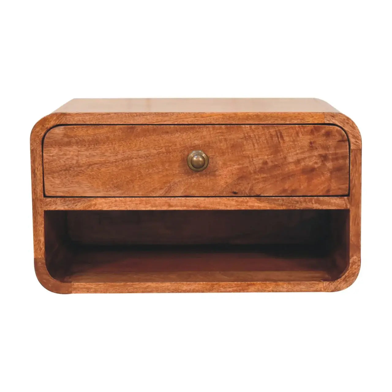 Artisan Furniture Curved Honey Caramel Wall Mounted Bedside with Open Slot - Artisan Furniture - Flyclothing LLC
