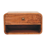 Artisan Furniture Curved Honey Caramel Wall Mounted Bedside with Open Slot - Artisan Furniture - Flyclothing LLC