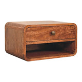Artisan Furniture Curved Honey Caramel Wall Mounted Bedside with Open Slot - Artisan Furniture - Flyclothing LLC