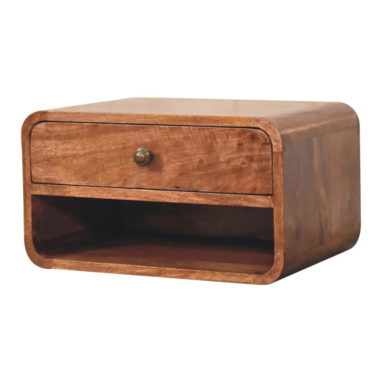 Artisan Furniture Curved Honey Caramel Wall Mounted Bedside with Open Slot - Artisan Furniture - Flyclothing LLC