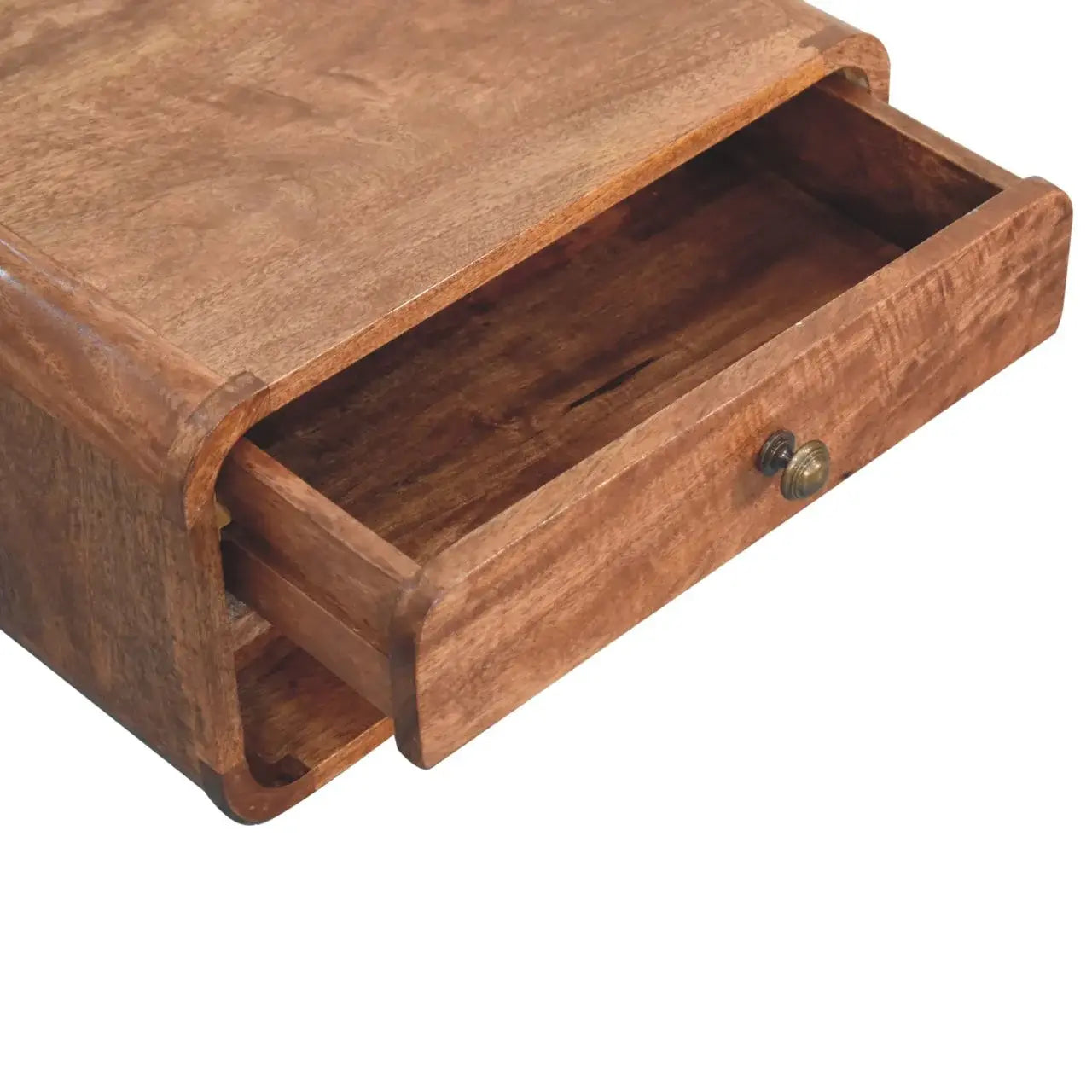 Artisan Furniture Curved Honey Caramel Wall Mounted Bedside with Open Slot - Artisan Furniture - Flyclothing LLC