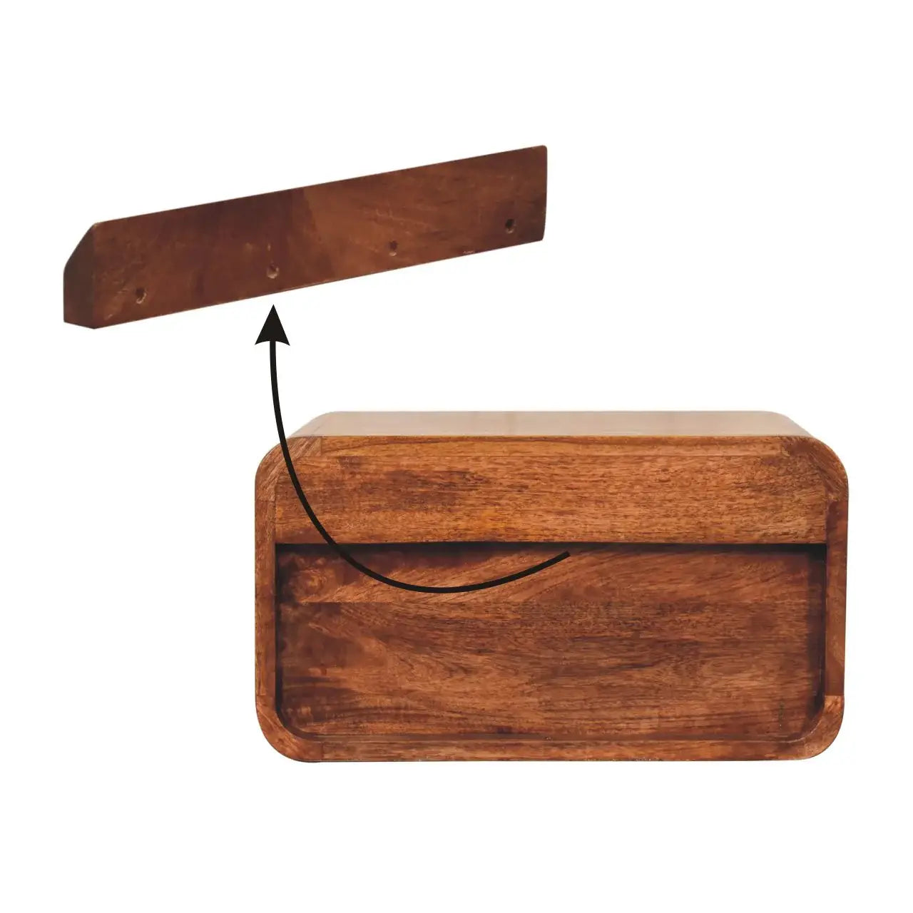 Artisan Furniture Curved Honey Caramel Wall Mounted Bedside with Open Slot - Artisan Furniture - Flyclothing LLC