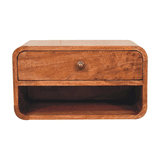 Artisan Furniture Curved Honey Caramel Wall Mounted Bedside with Open Slot - Artisan Furniture - Flyclothing LLC