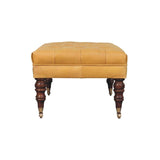 Artisan Furniture Honey Caramel Buffalo Ash Black Leather Ottoman with Castor Legs - Artisan Furniture - Flyclothing LLC