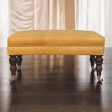 Artisan Furniture Honey Caramel Buffalo Ash Black Leather Ottoman with Castor Legs - Artisan Furniture - Flyclothing LLC