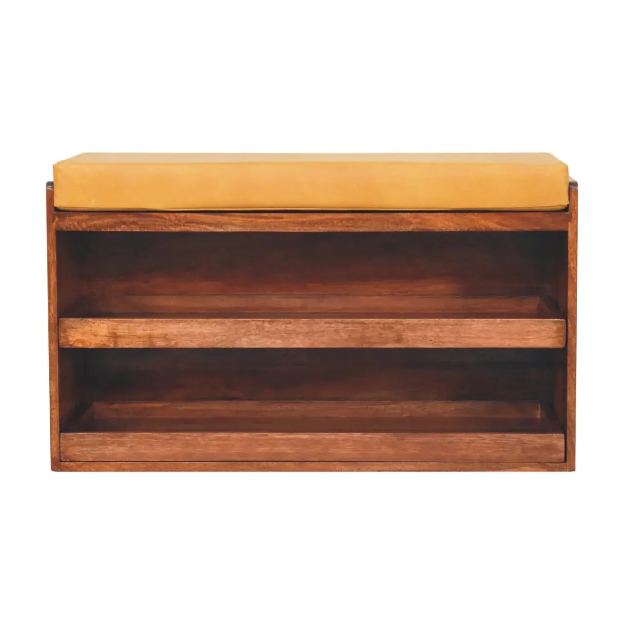 Artisan Furniture Buffalo Hide Pull out Honey Caramel Shoe Storage Bench - Artisan Furniture - Flyclothing LLC