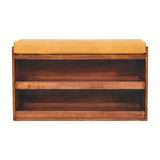 Artisan Furniture Buffalo Hide Pull out Honey Caramel Shoe Storage Bench - Artisan Furniture - Flyclothing LLC