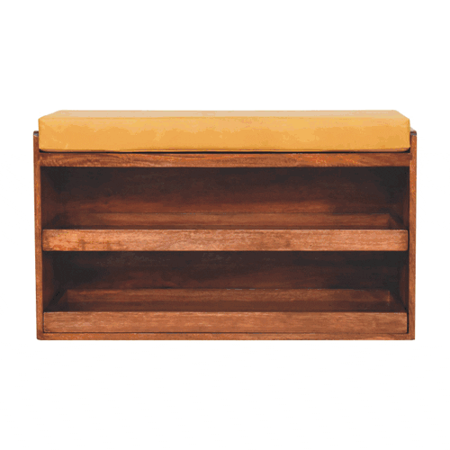 Artisan Furniture Buffalo Hide Pull out Honey Caramel Shoe Storage Bench - Artisan Furniture - Flyclothing LLC