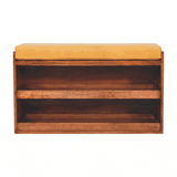 Artisan Furniture Buffalo Hide Pull out Honey Caramel Shoe Storage Bench - Artisan Furniture - Flyclothing LLC