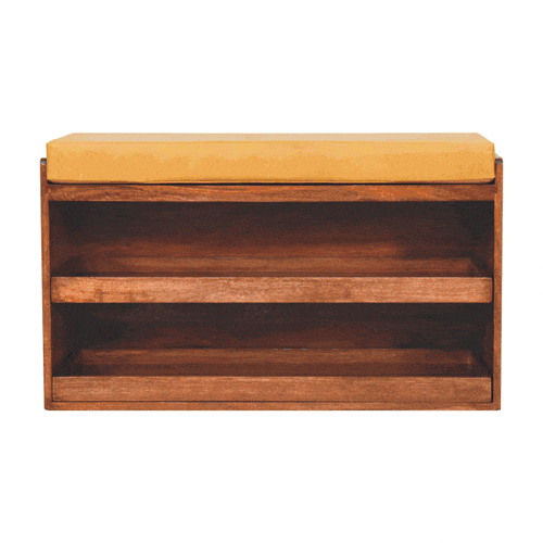 Artisan Furniture Buffalo Hide Pull out Honey Caramel Shoe Storage Bench - Artisan Furniture - Flyclothing LLC