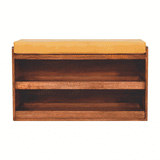 Artisan Furniture Buffalo Hide Pull out Honey Caramel Shoe Storage Bench - Artisan Furniture - Flyclothing LLC